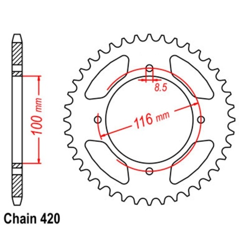 MTX Optional Rear Sprocket 47T for Suzuki RM100 2003-2006