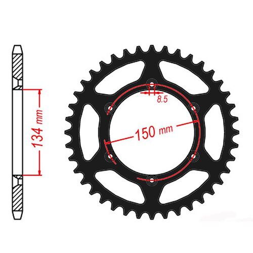 SPROCKET REAR MTX ZERO Alloy MX 460 51T #520 BLK