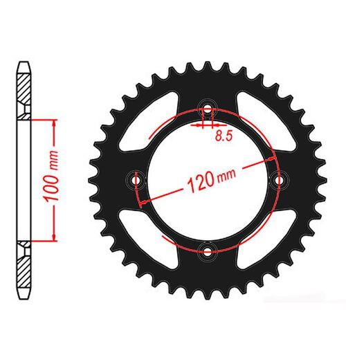 SPROCKET REAR MTX ZERO Alloy MX 798 48T 428 BLK