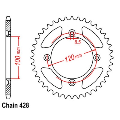 MTX Optional Rear Sprocket 48T for Yamaha YZ85LW BIG WHEEL 2002-2020
