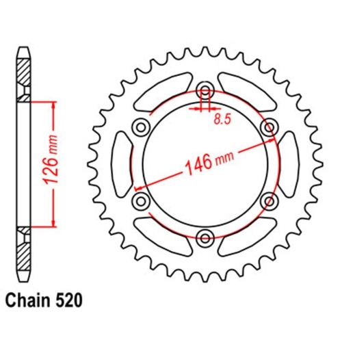 MTX Optional Rear Sprocket 44T for Suzuki  DRZ400SM 2006-2020