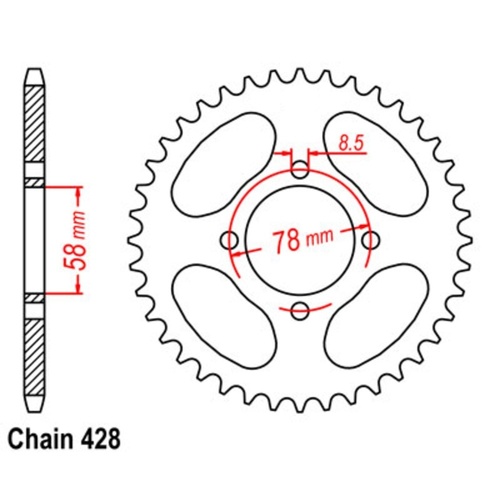 MTX Standard Rear Sprocket 47T for Kawasaki KE125 1977-1982
