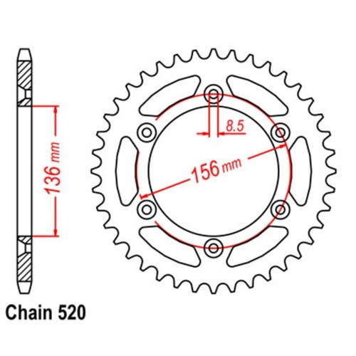MTX Optional Rear Sprocket 44T for GAS GAS EC515 FSR (SACHS) 2007-2012