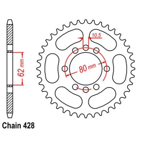 MTX 49 Tooth Standard Rear Sprocket for Yamaha DT175 1993 To 2006
