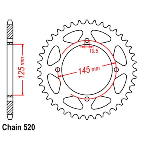 MTX Standard Rear Sprocket 45T for MZ 660 BAGHIRA 1999-2003