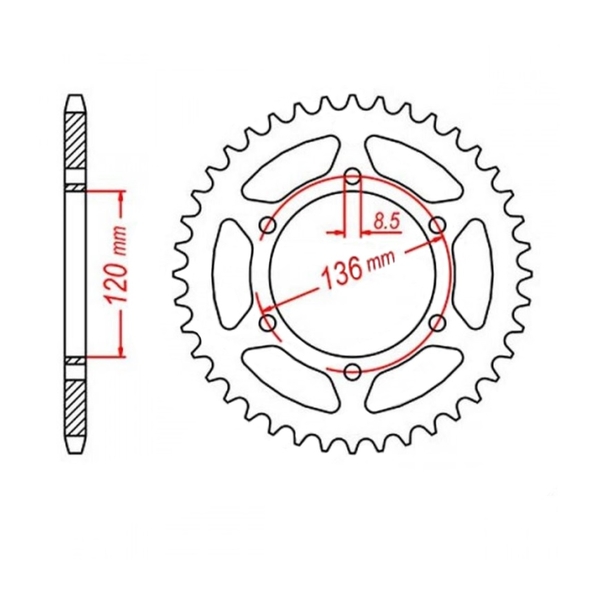 MTX Optional Rear Sprocket 44T for Yamaha TZR250 1987-1990