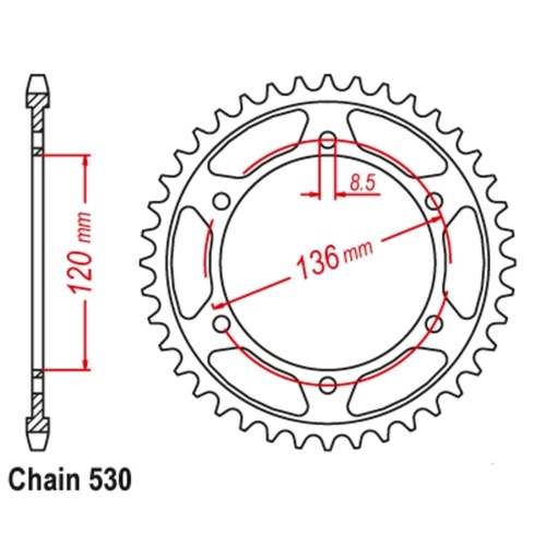 MTX Standard Rear Sprocket 44T for Yamaha XJ600 1984-1992