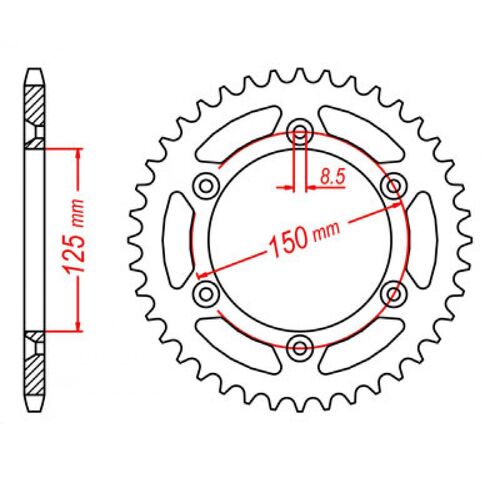 MTX Optional Rear Sprocket 44T for KTM 125 MX 1991-1994