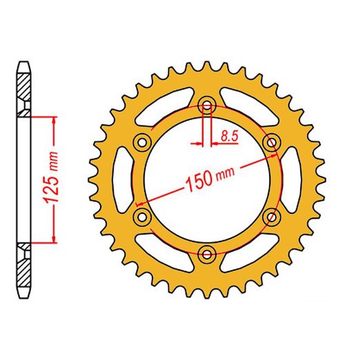 SPROCKET REAR MTX ZERO Alloy MX 897 51T #520 GLD