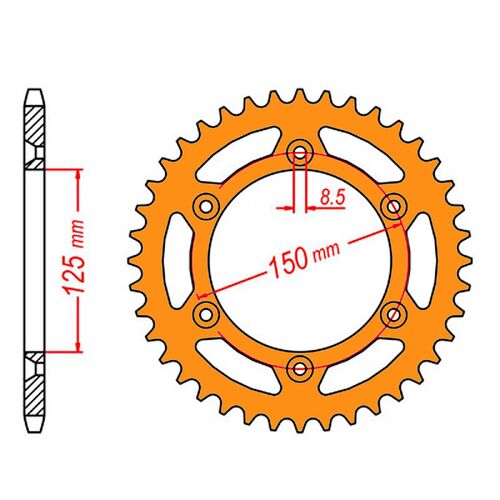 SPROCKET REAR MTX ZERO Alloy MX 897 52T #520 ORG