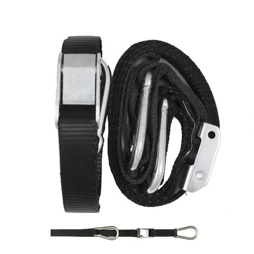  TIE DOWN 25MM SNAP & HOOK BLACK/BLACK LOOP