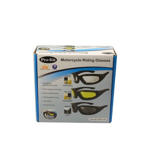 Pro-Kit Motorcycle Riding Glasses (3 Pack) 