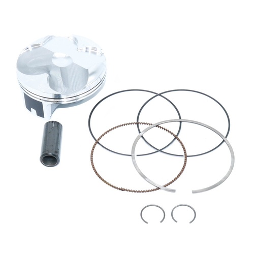 Vertex Replica Piston kit; Kit includes: Piston, rings, pin, clips Kawasaki KX250F 2020 STD Comp 14.2:1 77.96mm