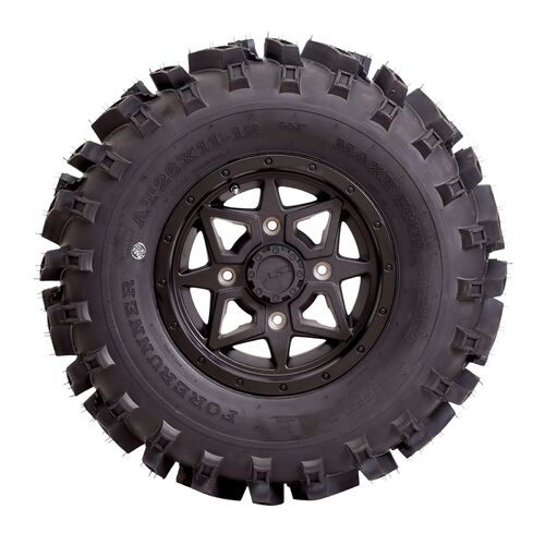 WHITES ATV ALLOY RIM PAIR - BLK 12 X 7 FR 4/110 5+2