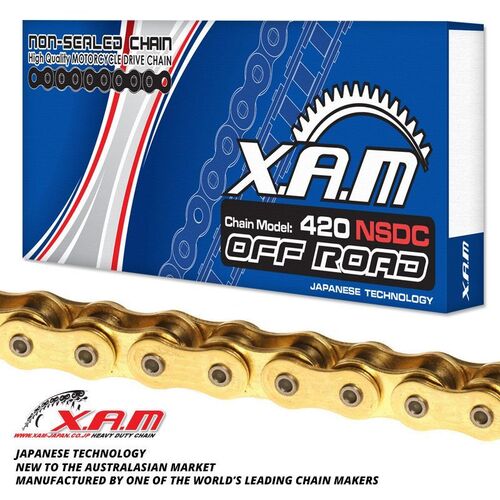 Gold/Black Non-Sealed Dirt CHAIN 120 Links  for Kawasaki KX80 1981-1987