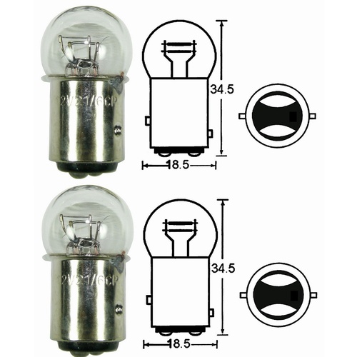 PAIR of STOP TAIL LIGHT BULBS | Small Head | 12v | 23/8w